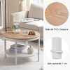 VINGLI 25.6" Natural White Round Farmhouse Coffee Table, 2-Tier Storage Wood Center Circle Accent Table for Living Room, Natural Color - 3 of 4