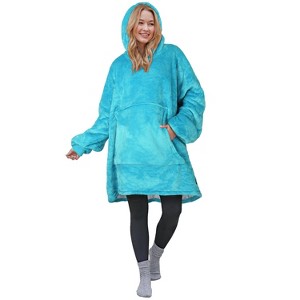 Catalonia Woman Wearable Blanket Hoodie Oversized Sweatshirt, Warm Fleece Pullover Adult Blanket, Cozy Birthday Gift for Woman Wife - 1 of 4
