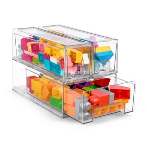 Sorbus (3 Pack) 1 Large & 2 Small Clear Plastic Stackable Drawers with Handles - for Playroom, Toys, Games, and Craft Supplies - 1 of 4