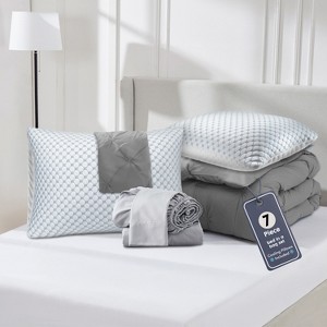 Nestl Comforter Set, 9 Piece Pinch Pleated Bedding Set, Bed in a Bag, All season Bed Set with Cooling Pillows - 1 of 4