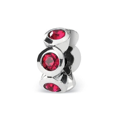 Black Bow Jewelry Sterling Silver July Crystal Birthstone, 6-Stone Bead Charm