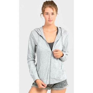 Sofra Women's Cotton Comfort Zip Up Hoodie Jersey Sweater - 1 of 3