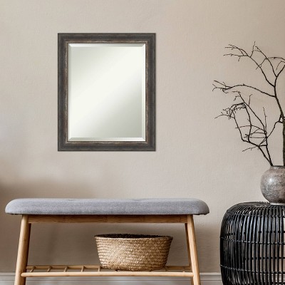Bronze and Wood Beveled Full Length Rectangular Mirror