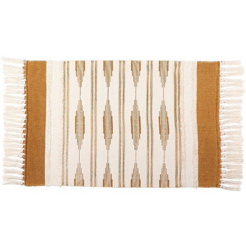 Okuna Outpost Boho Themed 23.6 X 35 In Bathroom Rug Mat With Tassels ...