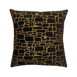 20"x20" Oversize Printed Faux Fur Square Throw Pillow Black/Gold - Edie@Home