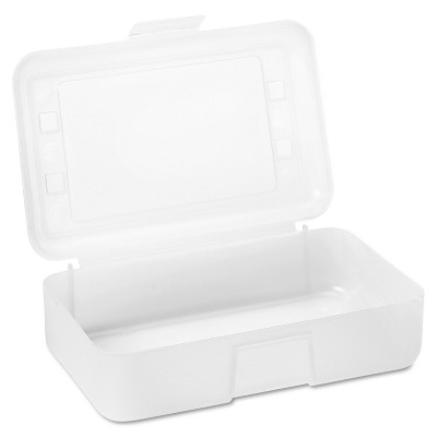 Advantus Super Stacker Divided Storage Box Clear w/Blue Tray/Handles 10.3 x  14.25x 6.5 37371