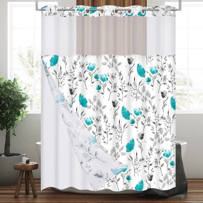 LunaLulinlk Hookless Shower Curtain with Snap in Liner
