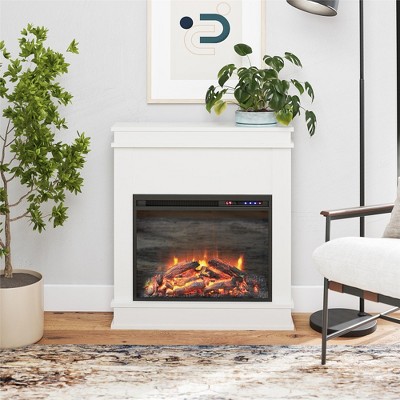 Ameriwood Home Mateo Electric Fireplace Space Heater with Mantel, White