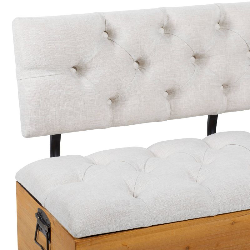 Industrial Wood Rectangular Upholstered Storage Bench White - Olivia &#38; May, 5 of 33