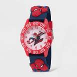 Kids' Marvel Spider-Man Plastic Time Teacher Strap Watch - Blue