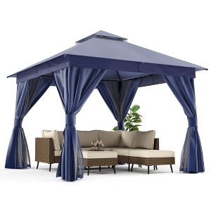 Decksplore 10'x10' Patio Gazebo with Double Roof Mosquito Net Privacy Screens - 1 of 4