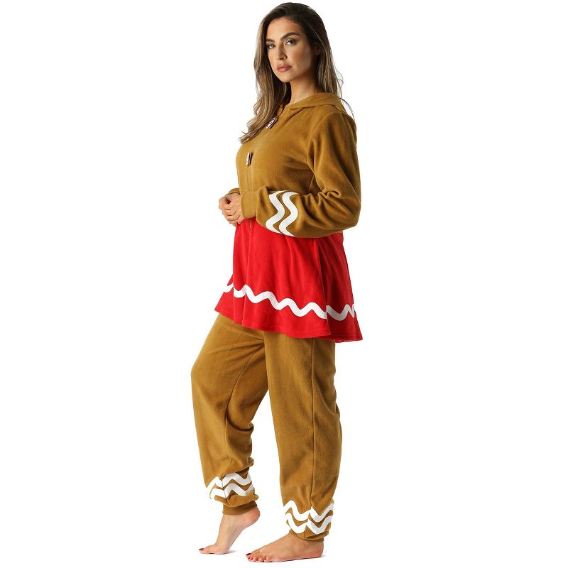 #followme Womens One Piece Christmas Themed Adult Onesie Microfleece Hoody Winter Pajamas, 4 of 6