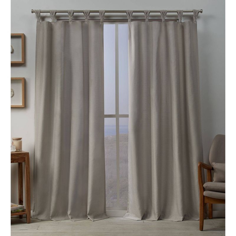 Set of 2 Loha Linen Braided Tab Top Window Curtain Panel - Exclusive Home, 1 of 13