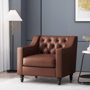 Furman Contemporary Tufted Club Chair Cognac - Christopher Knight Home - 1 of 4