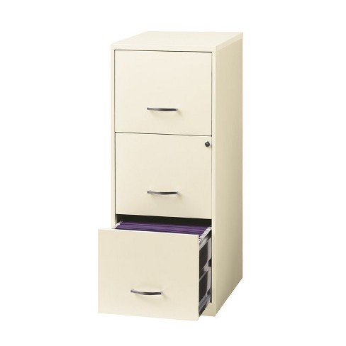 18 Deep 3 Drawer Vertical File Cabinet In Pearl White Hirsh