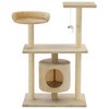 vidaXL Cat Tree Beige Engineered wood, sisal rope, plush fabric Medium - 3 of 4