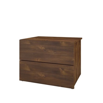 Queen 3pc Rubicon Platform Bed Set Truffle - Nexera: Modern Rustic-Chic, Metal & Hardwood Slat, Reversible Drawers