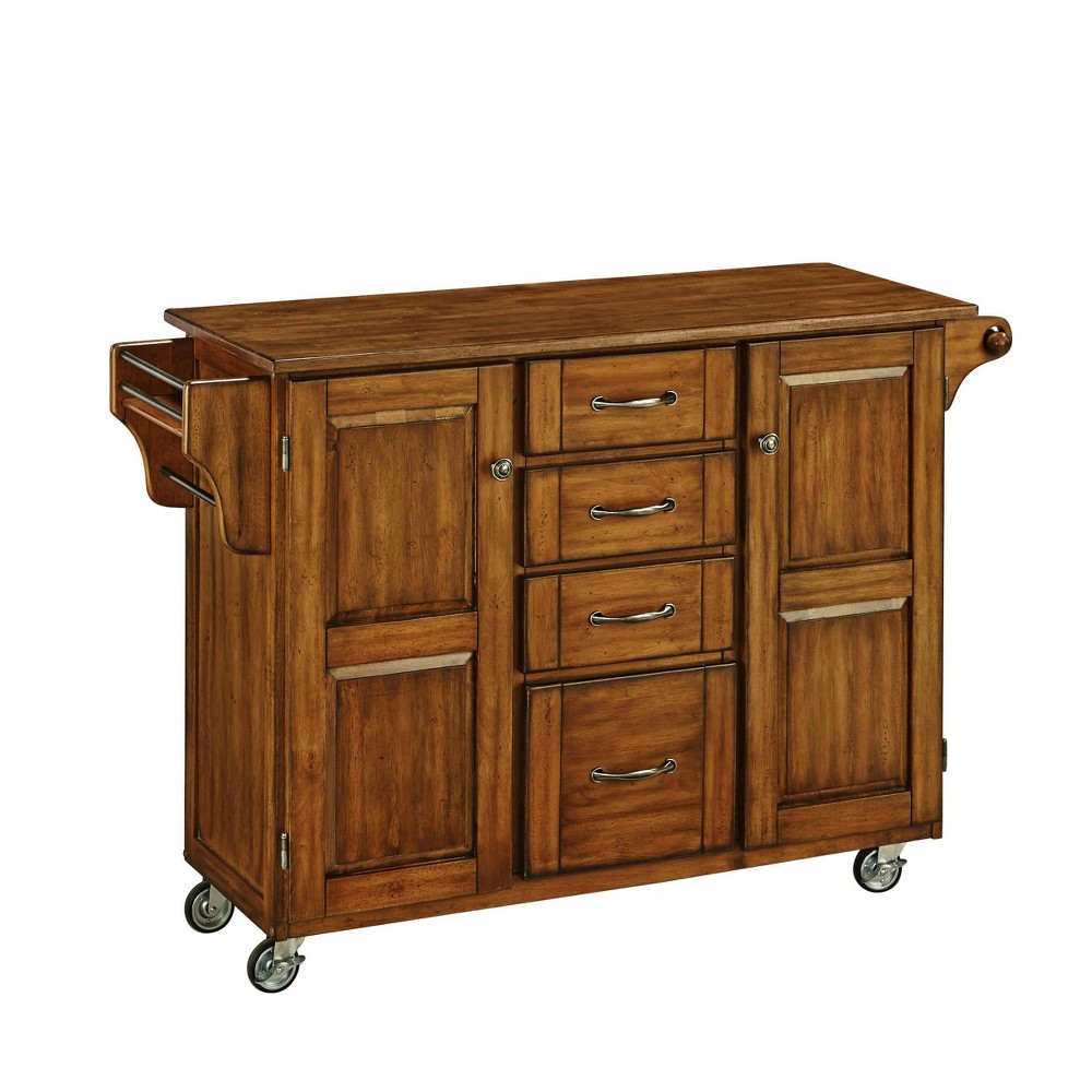 Home Styles 9100-1066G Create Warm 2 Door Cabinet Kitchen Cart with Oak Top