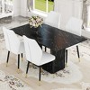 NicBex 5 Piece Dining Table Set for 4 with Black Marble Pattern Tabletop and 4 PU Chairs,White - 2 of 4