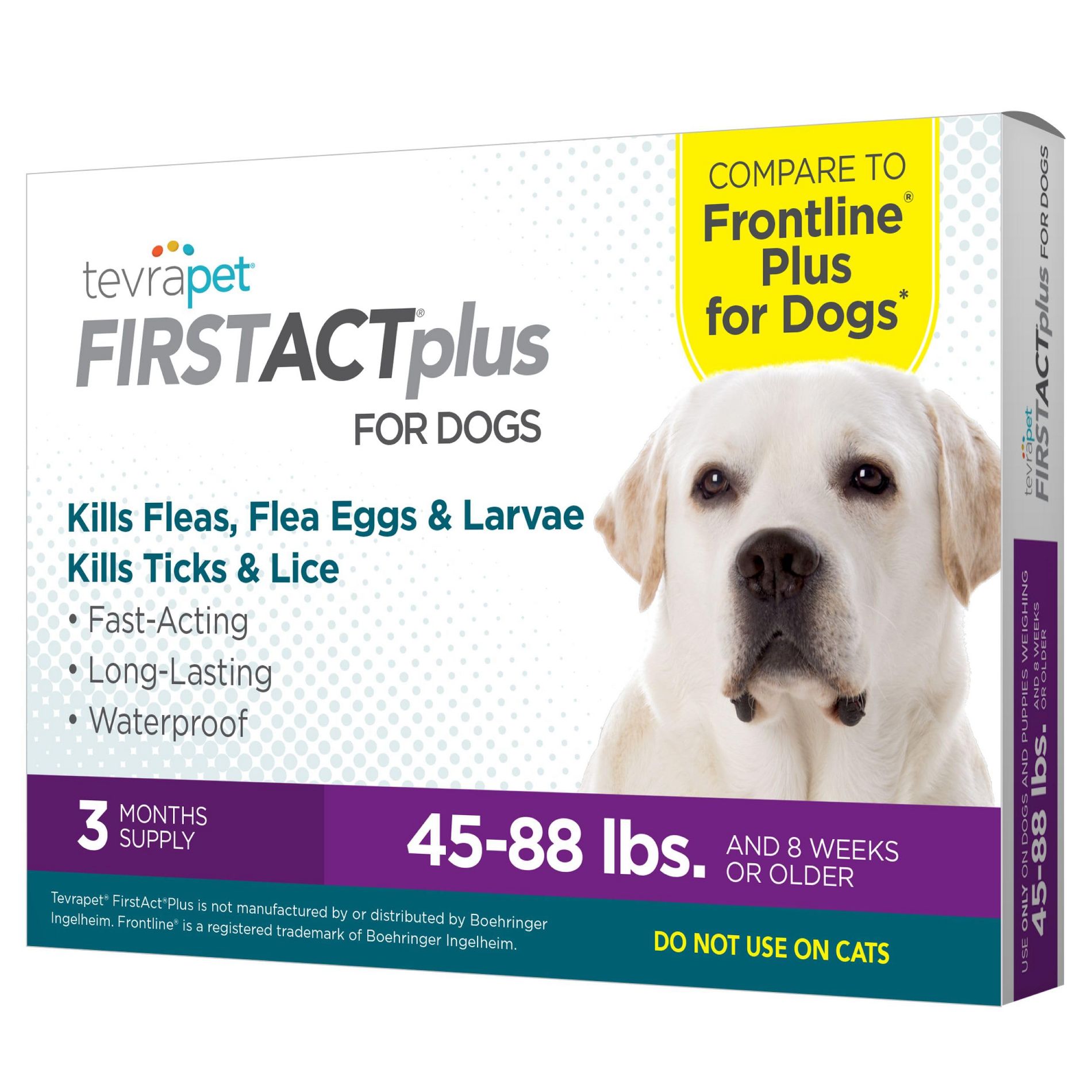 FirstAct Plus Flea Treatment for Dogs, Large Dogs 45-88 lbs, 3 Doses, Same Active Ingredients as Frontline Plus Flea and Tick Prevention for Dogs