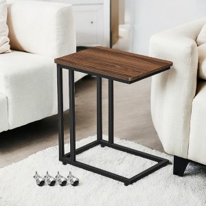 C Shaped End Table TV Tray End Table, C Shaped TV Tray With Metal Frame Rolling Casters TV Tables For Living Room For Eating Bed Table Tray - 1 of 4