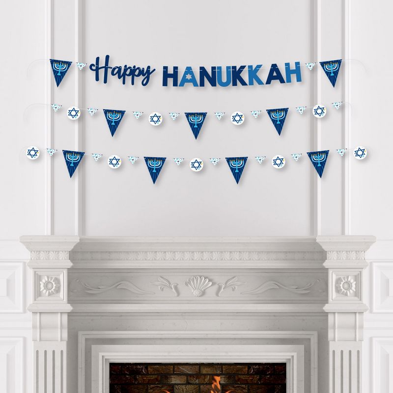 Big Dot of Happiness Hanukkah Menorah - Chanukah Holiday Party Letter Banner Decoration - 36 Banner Cutouts and Happy Hanukkah Banner Letters, 3 of 8