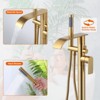WOWOW Single-Handle Freestanding Tub Faucet with Handshower and Waterfall Spout in Brushed Nickel - 2 of 4