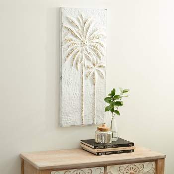 Metal Tree Relief Palm Wall Decor with Gold Detailing Gold - Olivia & May