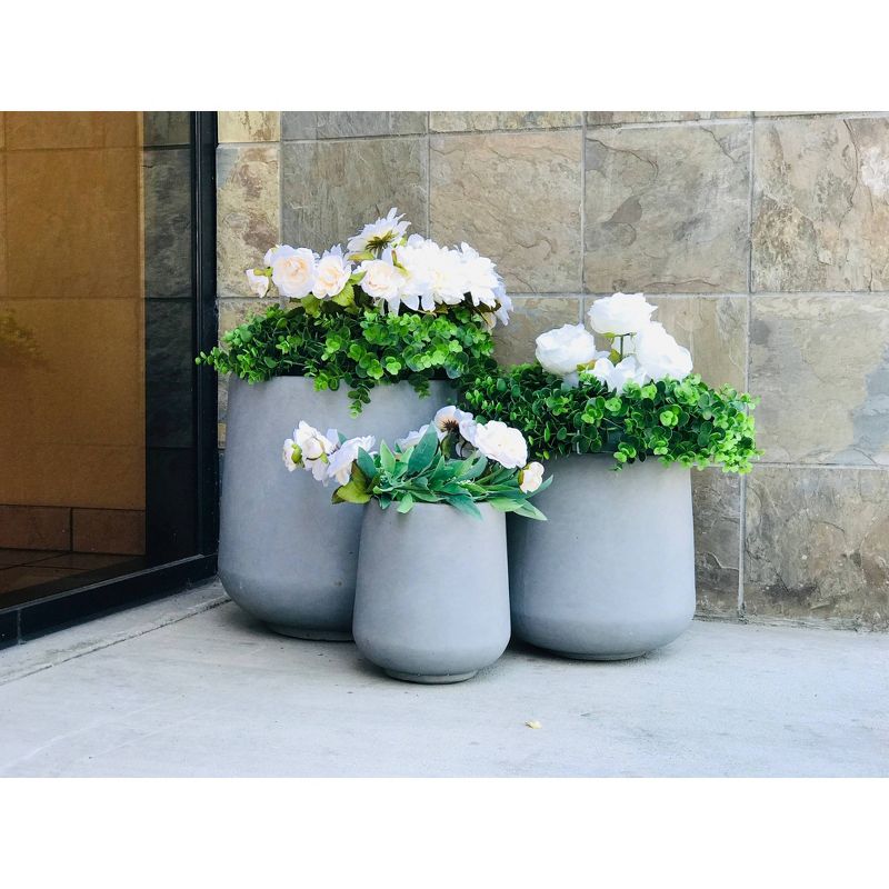 Kante Set of 3 Lightweight Concrete Footed Tulip Outdoor Planter - Rosemead Home &#38; Garden, Inc., 3 of 5