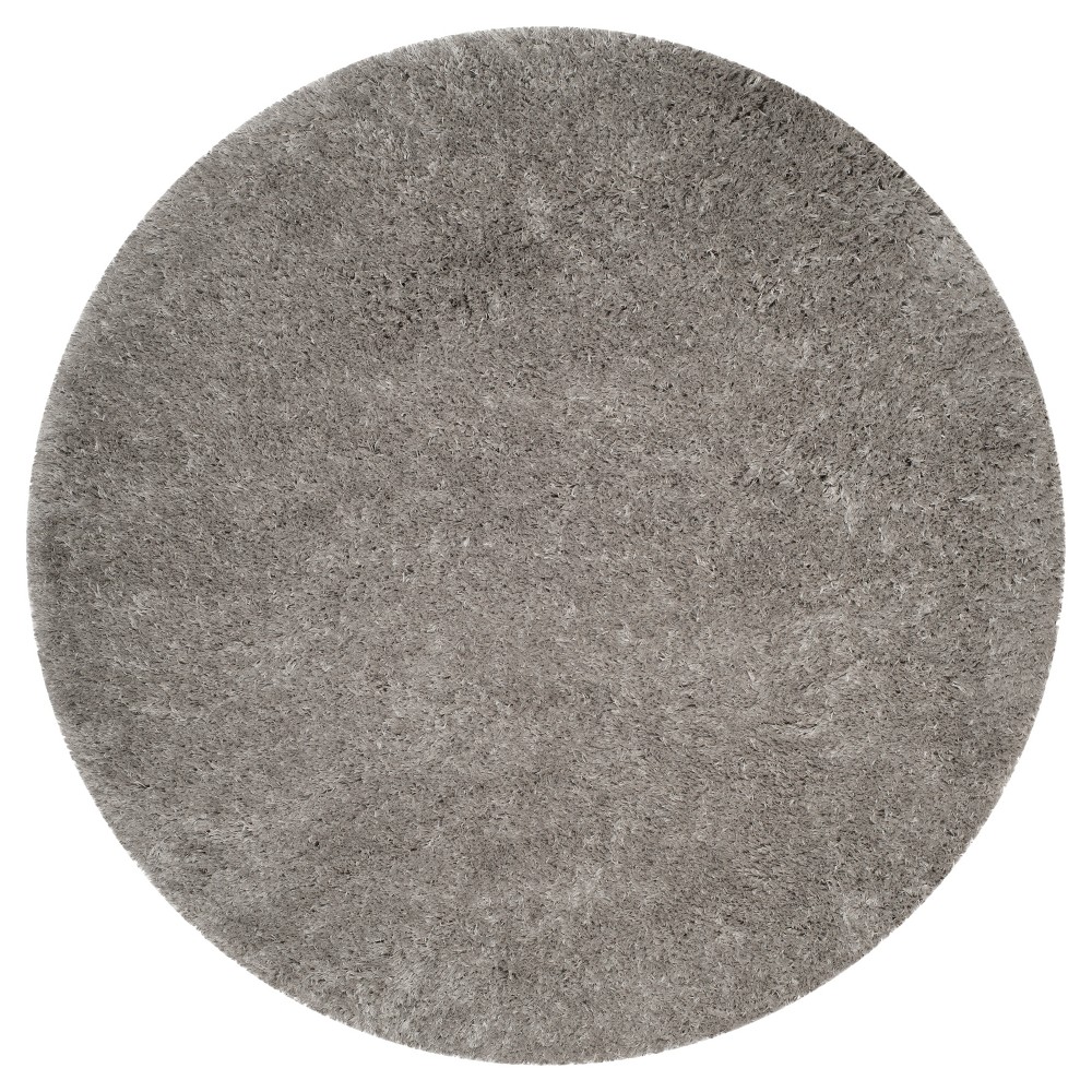 6'7in Round Solid Loomed Area Rug Silver - Safavieh