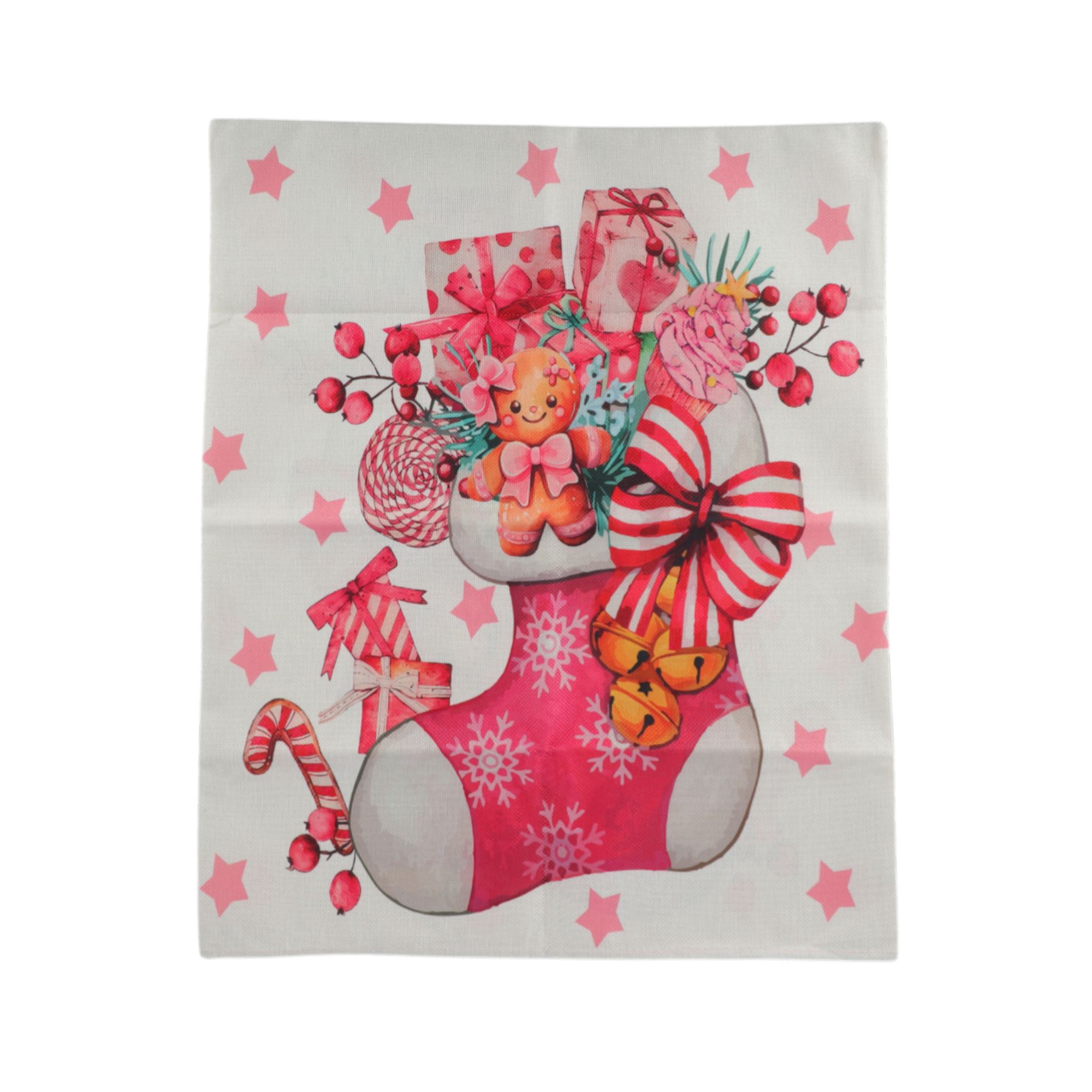 Unique Bargains Dining Chair Slipcovers Linen Pink 22.83" x 19.29" 1Pcs Gift Socks