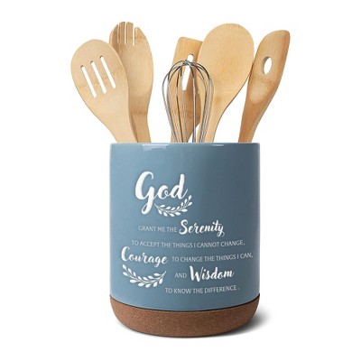 Elanze Designs Serenity Prayer Sky Blue X-Large Cork Bottom Kitchen Utensil Holder