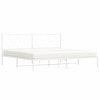 vidaXL White Metal King Bed Frame with Elegant Headboard - 76"x79.9" Industrial Steel Construction, - 4 of 4