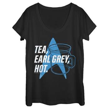 Women's Star Trek: The Next Generation Cup Of Tea Earl Grey Hot, Captain Picard Scoop Neck