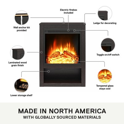 Espresso 22-Inch Electric Fireplace with Mantel and Shelf
