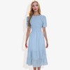 Anna-Kaci Women's Short Sleeve Smocked Fashion Dress with Swiss Dot Pattern and Ruffle Hem Detail Casual Summer Dress - 3 of 4