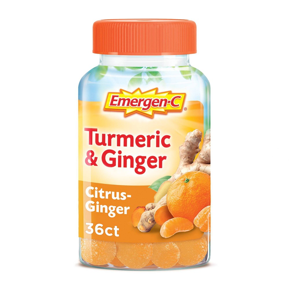 Best by 08/2023) Emergen-C Vitamin C Gummies  Turmeric  Ginger  36 Ct