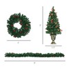 TopComfy Christmas Tree Stand Prelit Holiday Christmas 4 Piece Set with Garland Wreath and Entrance Trees, Green, 15.8"*15.8"*35.5" - 3 of 4