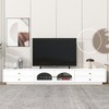 86.6" Particle Board TV Stand with Fluted Glass Doors, Sideboard Cabinet with Drawers, and Tempered Glass Shelf for TVs up to 95" - 2 of 4