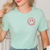 Simply Sage Market Smiley Face Outline Mini Puff Print Short Sleeve Tee - 2 of 4