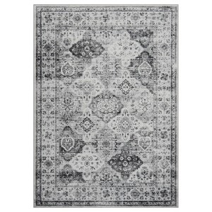 Area Rug, Washable Area Rug ¨C Vintage Traditional Floral Print Foldable Non Slip Soft Velvet Carpet for Living Room/Kitchen/Playroom - 1 of 4