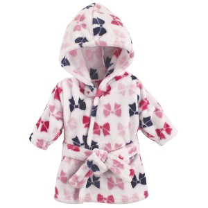 Hudson Baby Infant Girl Plush Animal Face Bathrobe, Bows, 0-9 Months - 1 of 1