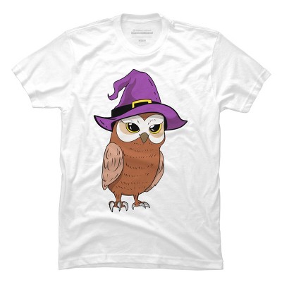 Men's Design By Humans Owl Witch Halloween T Shirt By thebeardstudio T-Shirt