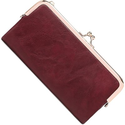 FATMOON Vintage Women’s Bifold Wallet Clutch with Kiss-Lock & Zip Coin Pocket - Slim PU Leather Purse for Daily Use