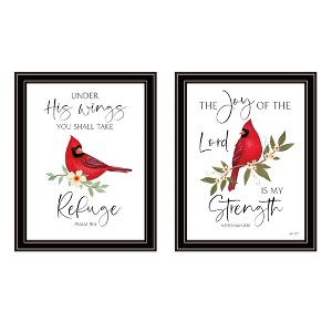 2Piece Vignette The Lord is MY Strength Red Cardinals Black Framed Wall Art for Living Room,for Home Decor by Annie Lapoint - 1 of 4