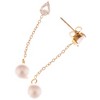 Anna-Kaci Teardrop Crystal and Pearl Dangle Earrings with Delicate Chain - 3 of 4