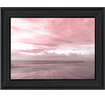 HomeRoots Pink Beach Emotions Black Framed Print Wall Art