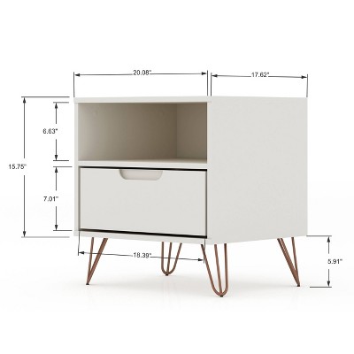 Set of 2 Gray Hairpin Leg 1-Drawer Nightstands