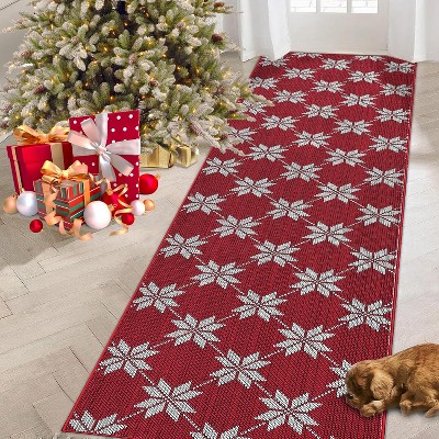 Christmas 2'x3' Entryway Rug Machine Washable Rugs Indoor Door Mat Front Door Rug Snowflake
