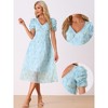 Allegra K Women's Floral Print Short Sleeve Cinched Waist Long Dresses - 2 of 4